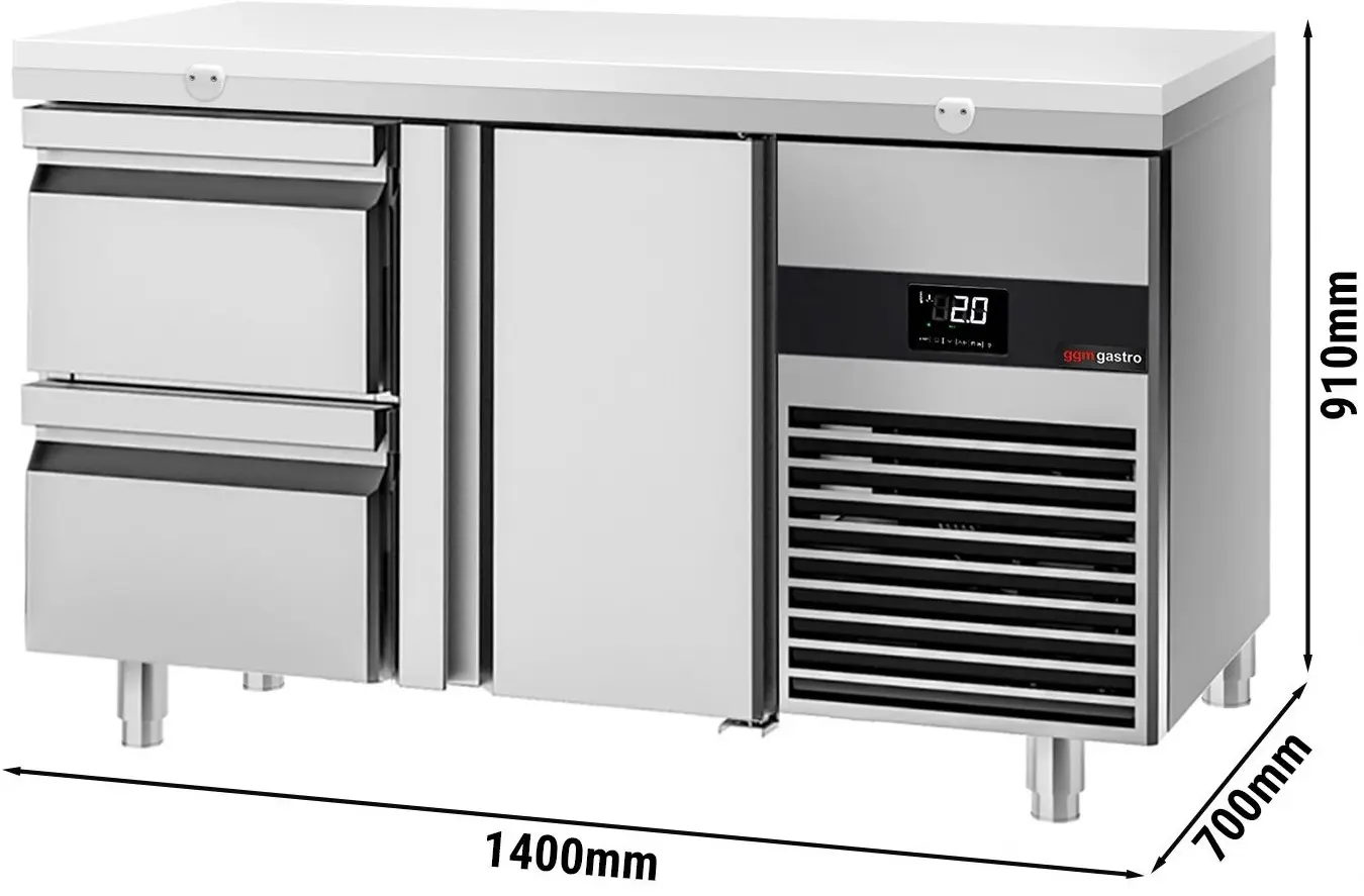 Masa frigorifica GGM Gastro KTF147ND-EF#1T#2S#SBW (Inox/White) - 10