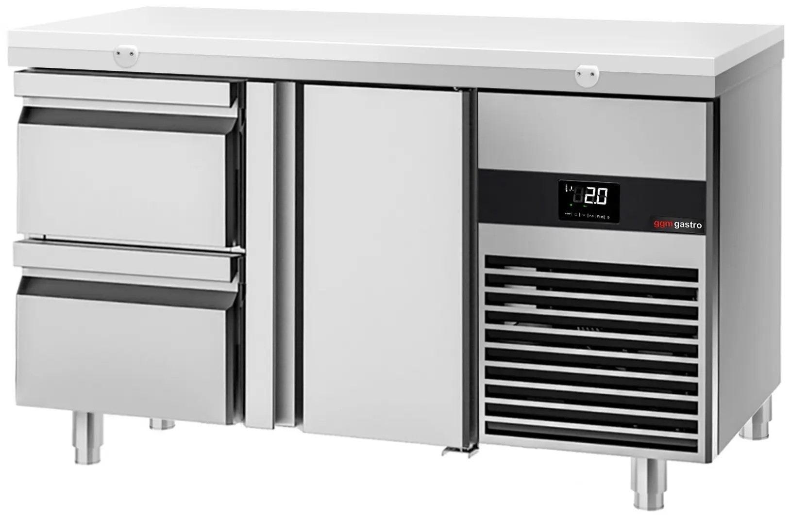 Masa frigorifica GGM Gastro KTF147ND-EF#1T#2S#SBW (Inox/White)