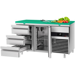 Masa frigorifica GGM Gastro KTF147ND-EF#1T#3S#SBG (Inox/Green) Thumb