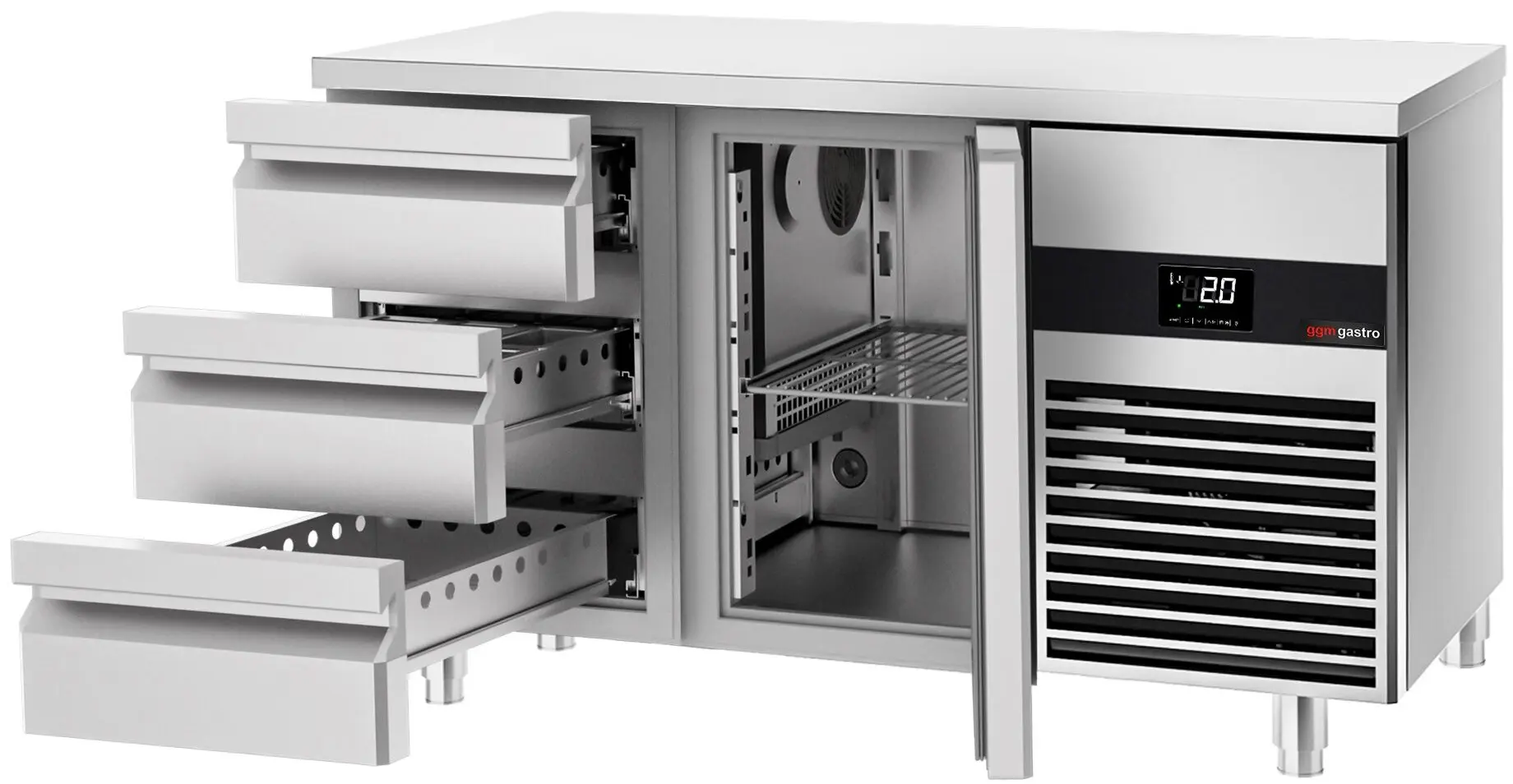 Masa frigorifica GGM Gastro KTF147ND-EF#1T#3S#SBG (Inox/Green) - 3