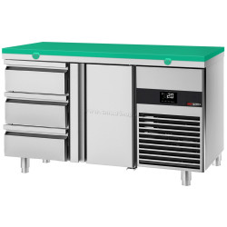 Masa frigorifica GGM Gastro KTF147ND-EF#1T#3S#SBG (Inox/Green)
