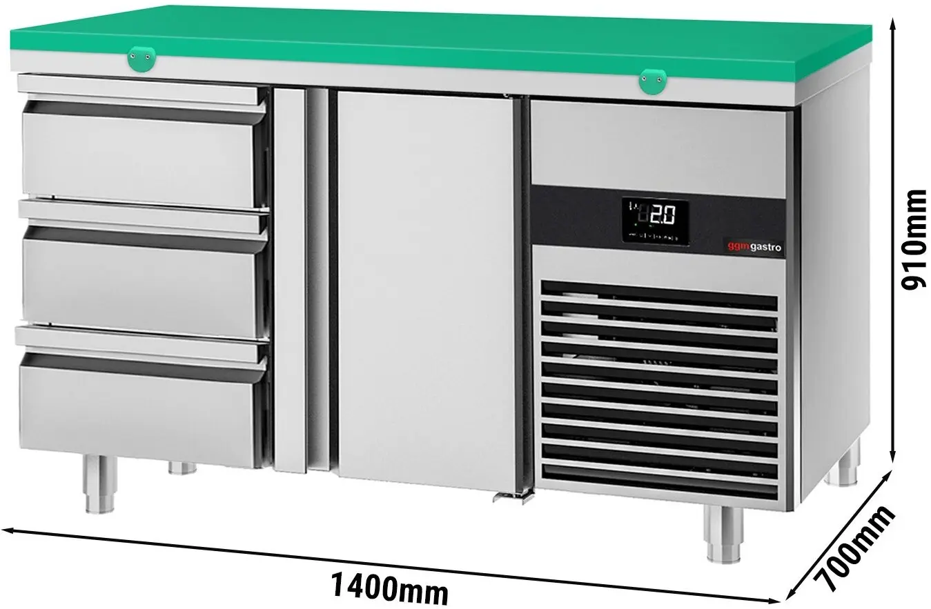 Masa frigorifica GGM Gastro KTF147ND-EF#1T#3S#SBG (Inox/Green) - 10
