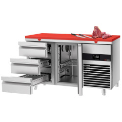 Masa frigorifica GGM Gastro KTF147ND-EF#1T#3S#SBR (Inox/Red) Thumb
