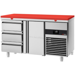 Masa frigorifica GGM Gastro KTF147ND-EF#1T#3S#SBR (Inox/Red)