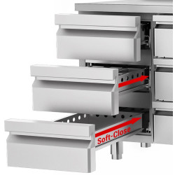 Masa frigorifica GGM Gastro KTF147ND-EF#1T#3S#SBR (Inox/Red) Thumb