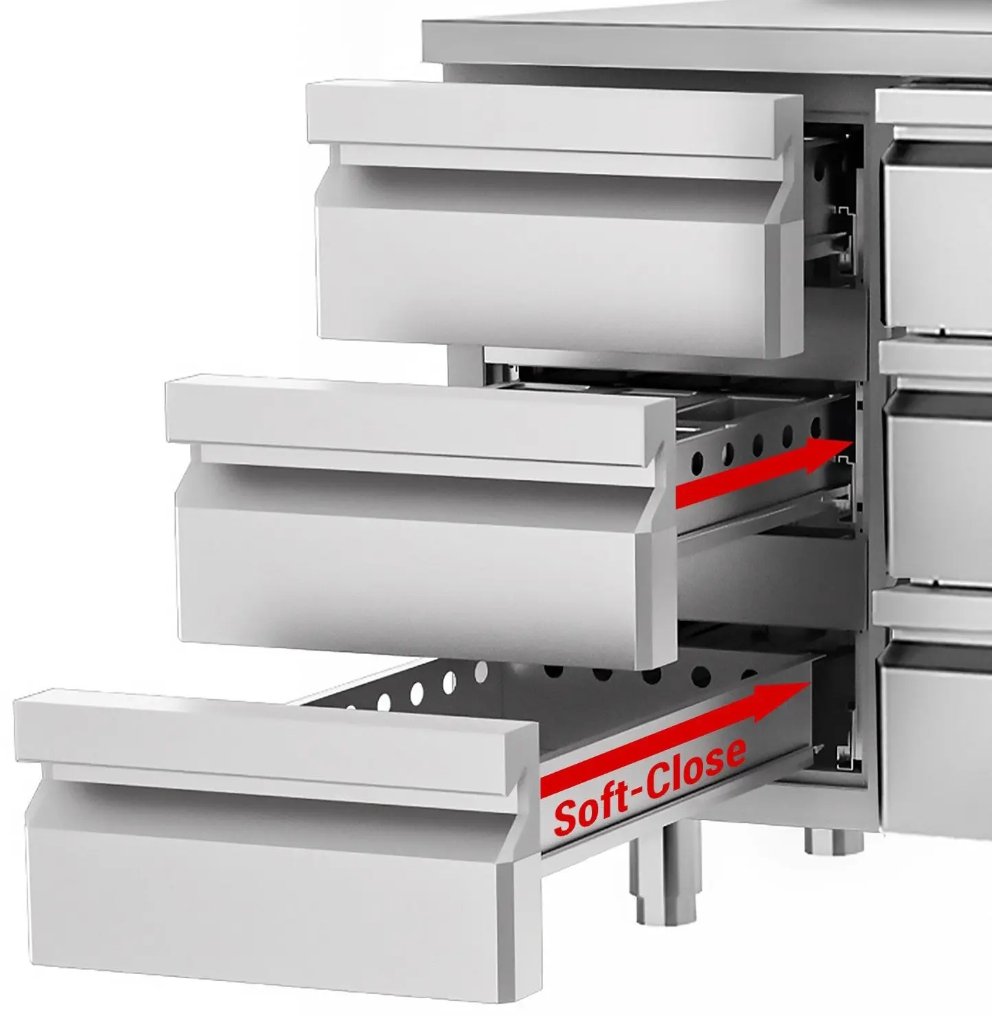 Masa frigorifica GGM Gastro KTF147ND-EF#1T#3S#SBR (Inox/Red) - 4