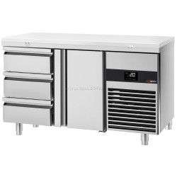 Masa frigorifica GGM Gastro KTF147ND-EF#1T#3S#SBW (Inox/White)