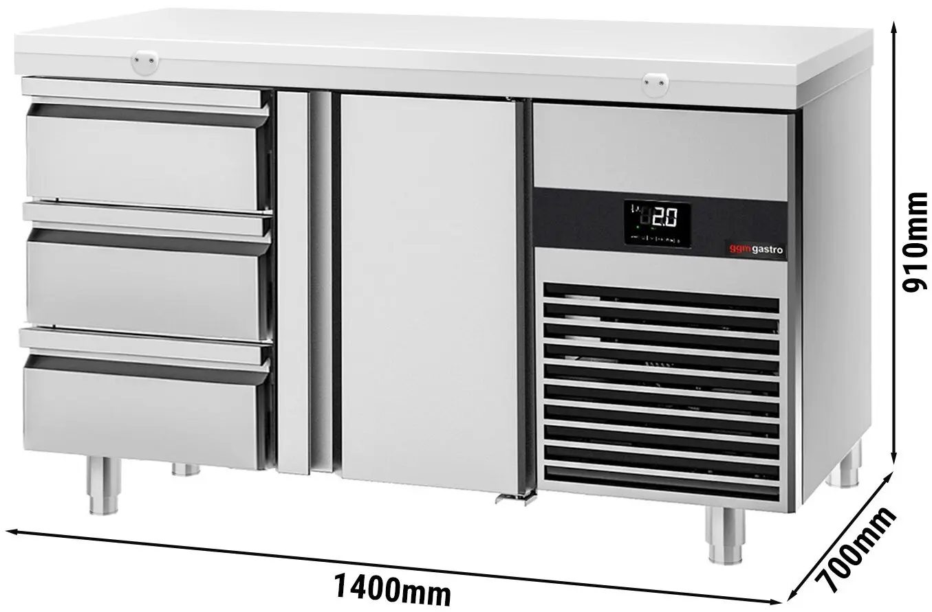 Masa frigorifica GGM Gastro KTF147ND-EF#1T#3S#SBW (Inox/White) - 9
