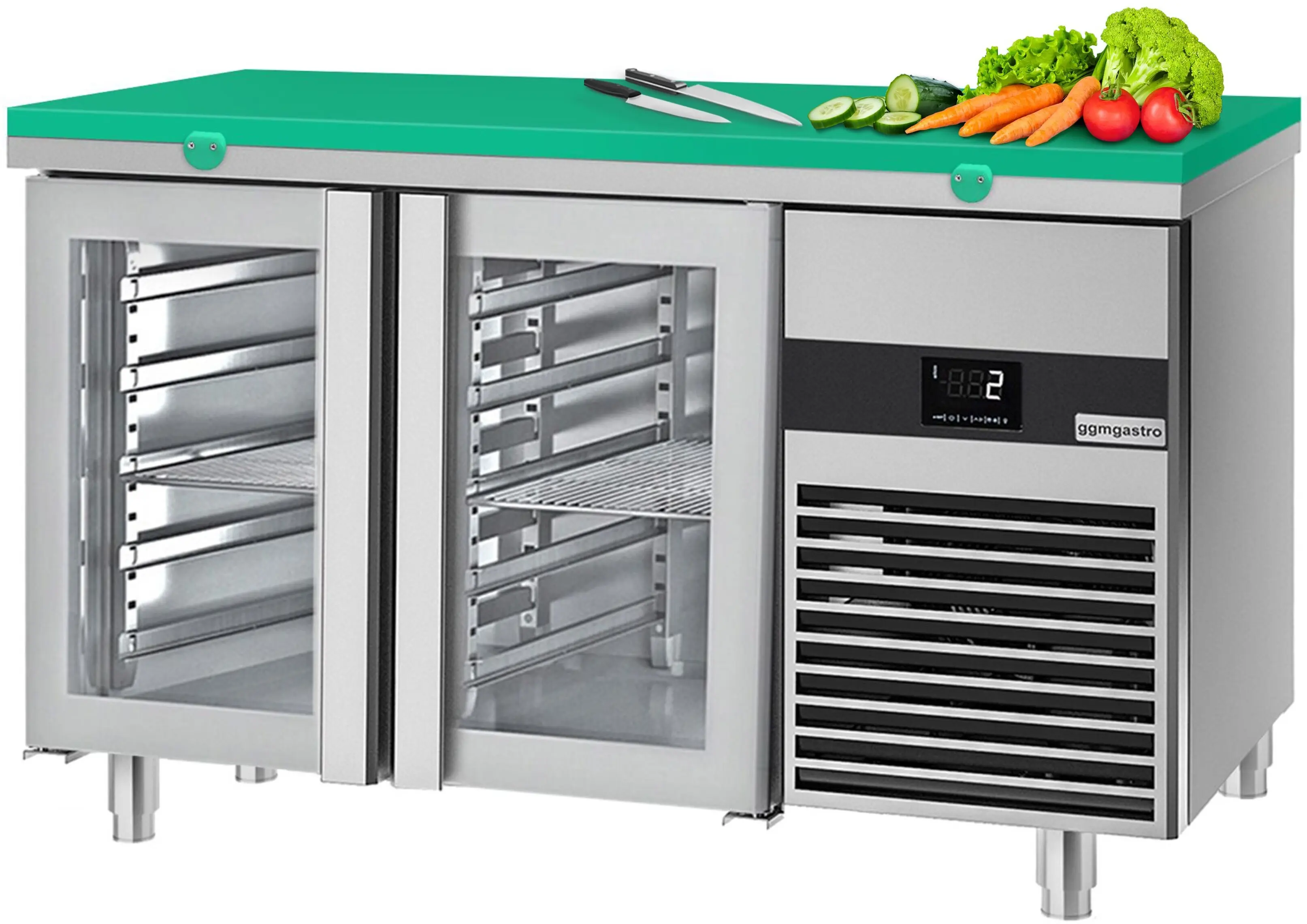 Masa frigorifica GGM Gastro KTF147ND-EF#2G#SBG (Inox/Green) - 2