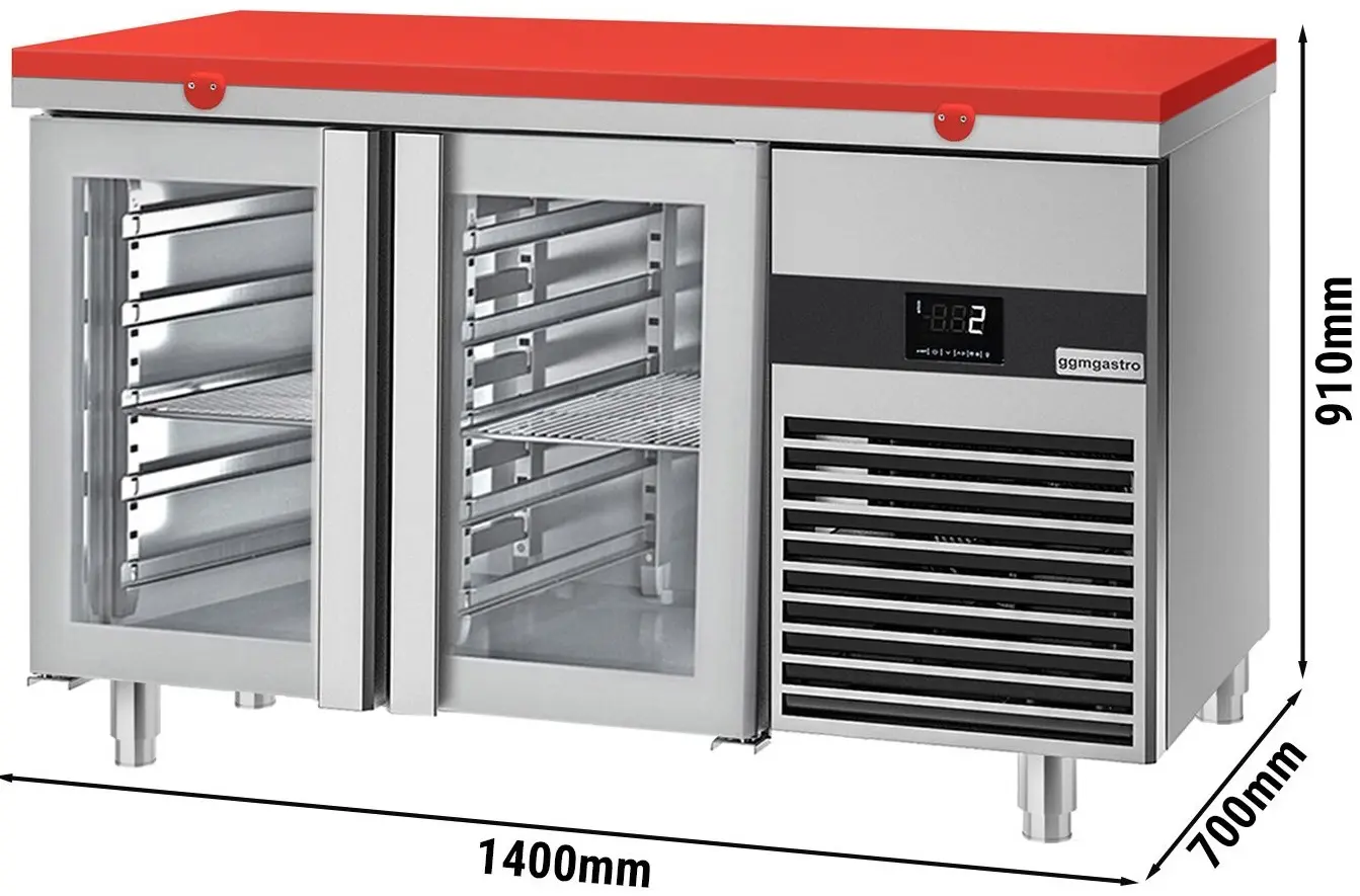 Masa frigorifica GGM Gastro KTF147ND-EF#2G#SBR (Inox/Red) - 6
