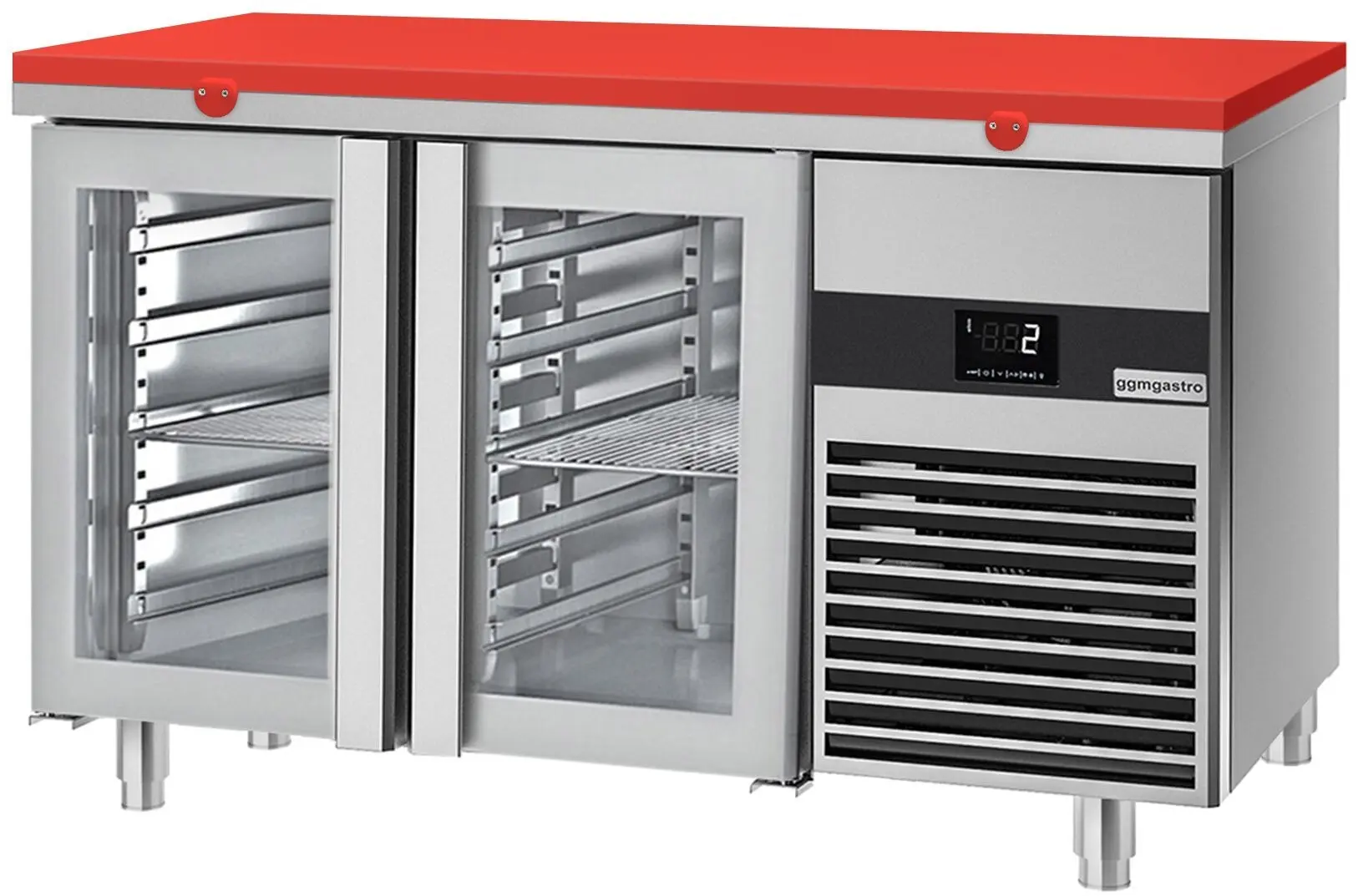 Masa frigorifica GGM Gastro KTF147ND-EF#2G#SBR (Inox/Red)
