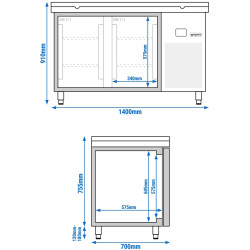 Masa frigorifica GGM Gastro KTF147ND-EF#2G#SBW (Inox/White) Thumb