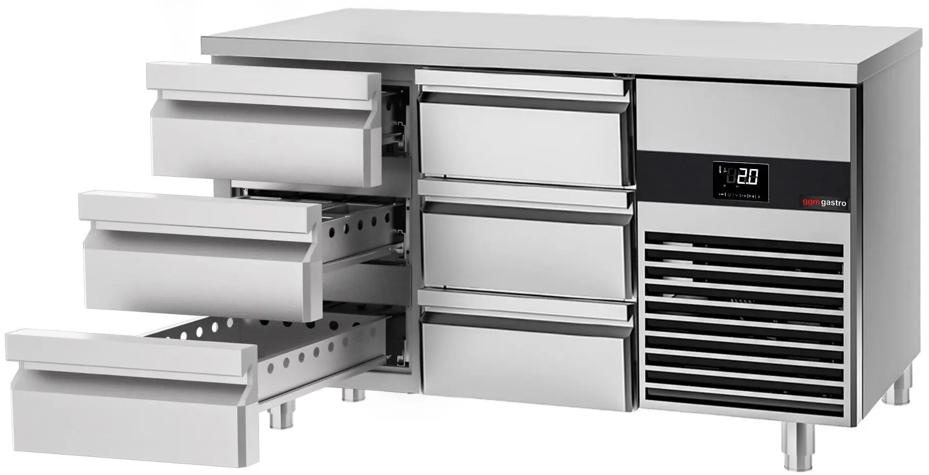 Masa frigorifica GGM Gastro KTF147ND-EF#6S#SBG (Inox/Green) - 2