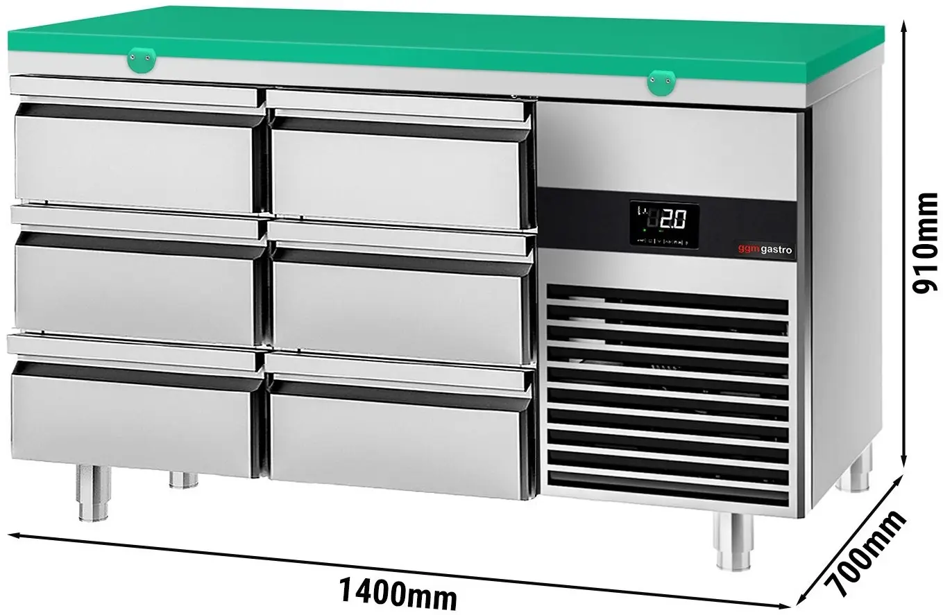 Masa frigorifica GGM Gastro KTF147ND-EF#6S#SBG (Inox/Green) - 8