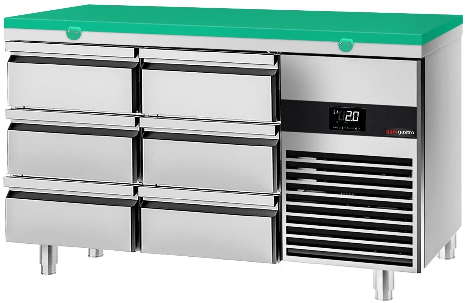 Masa frigorifica GGM Gastro KTF147ND-EF#6S#SBG (Inox/Green)