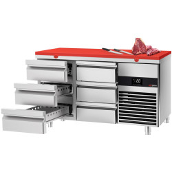 Masa frigorifica GGM Gastro KTF147ND-EF#6S#SBR (Inox/Red) Thumb