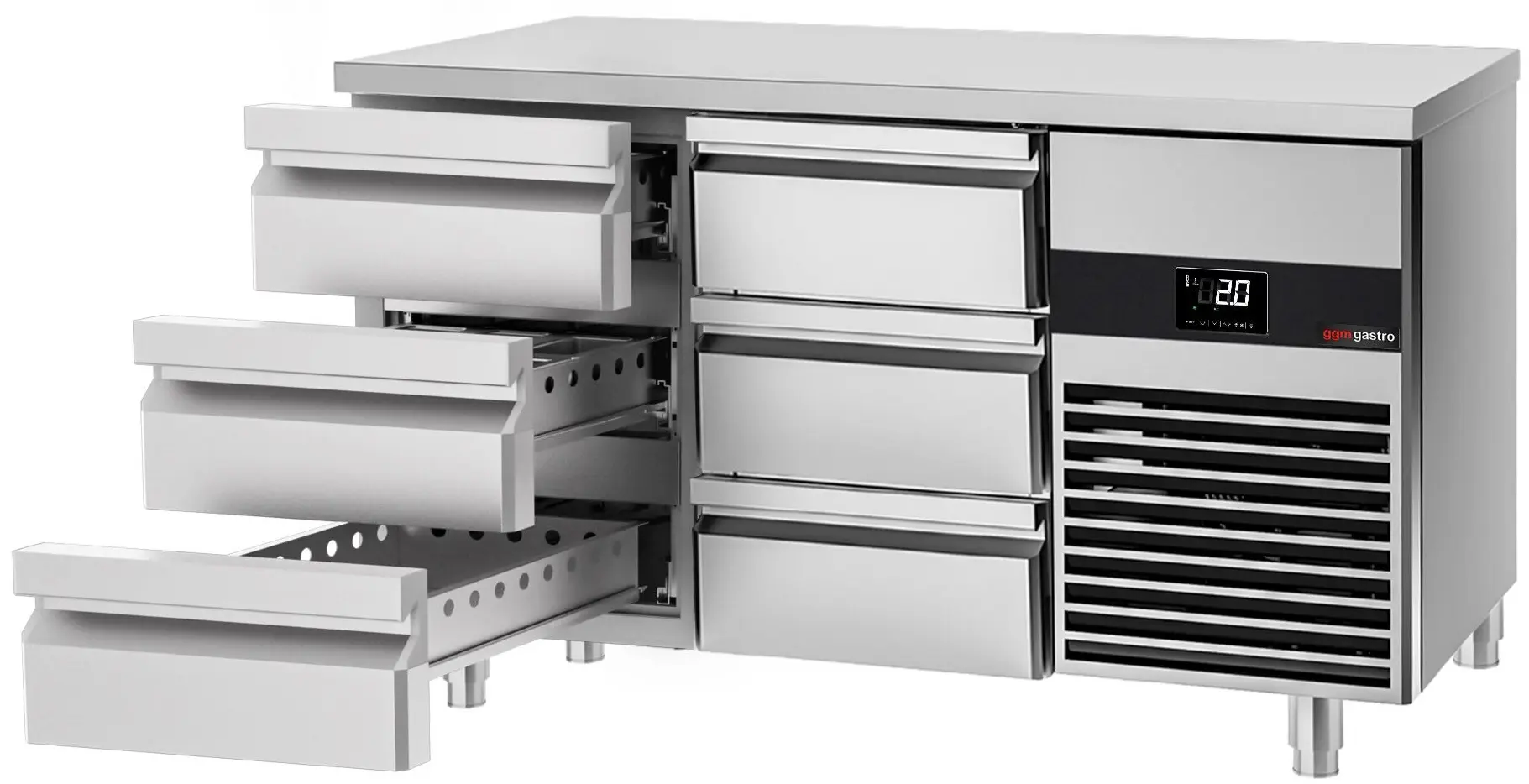 Masa frigorifica GGM Gastro KTF147ND-EF#6S#SBR (Inox/Red) - 3