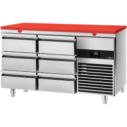 Masa frigorifica GGM Gastro KTF147ND-EF#6S#SBR (Inox/Red)