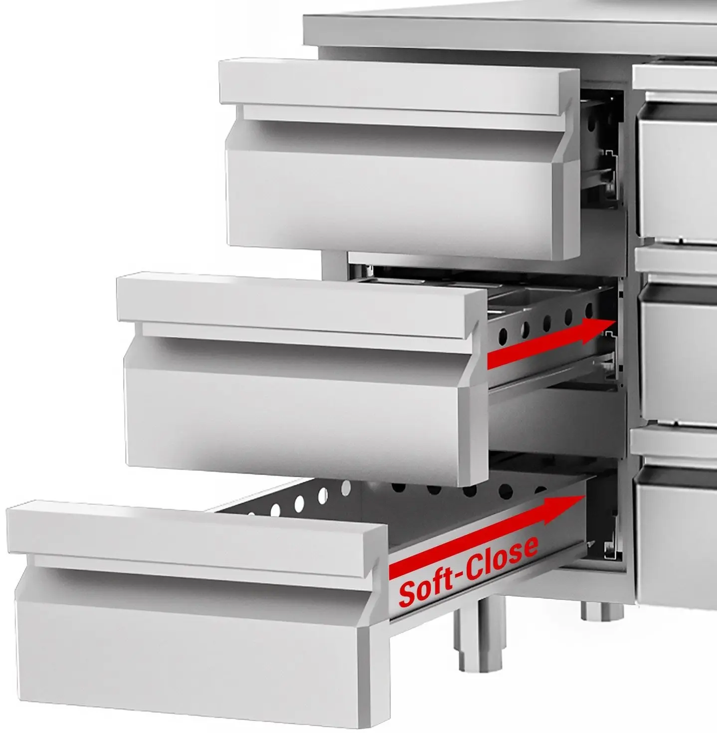 Masa frigorifica GGM Gastro KTF147ND-EF#6S#SBR (Inox/Red) - 4