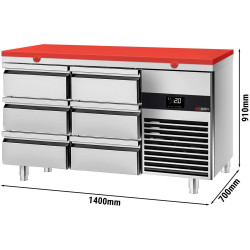 Masa frigorifica GGM Gastro KTF147ND-EF#6S#SBR (Inox/Red) Thumb