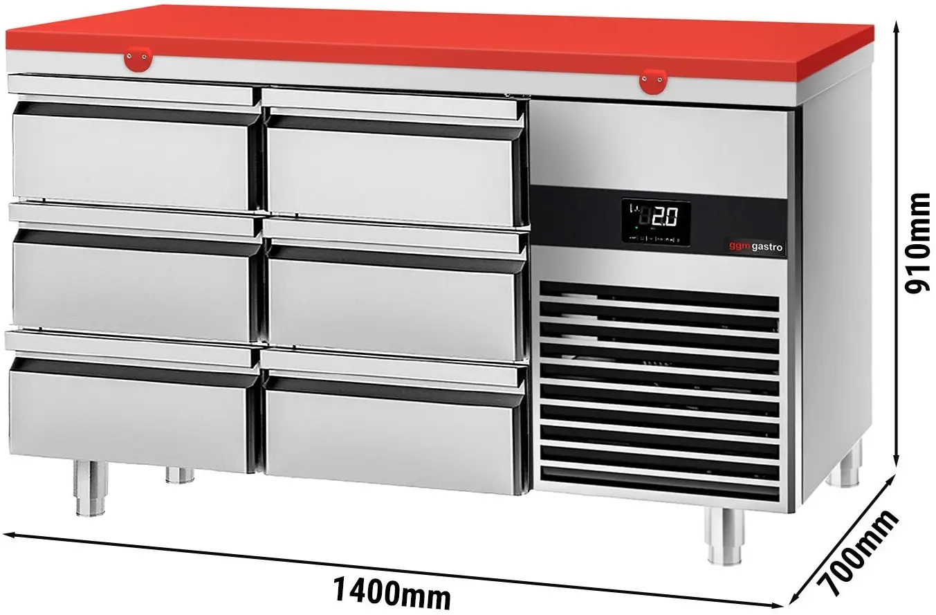 Masa frigorifica GGM Gastro KTF147ND-EF#6S#SBR (Inox/Red) - 9