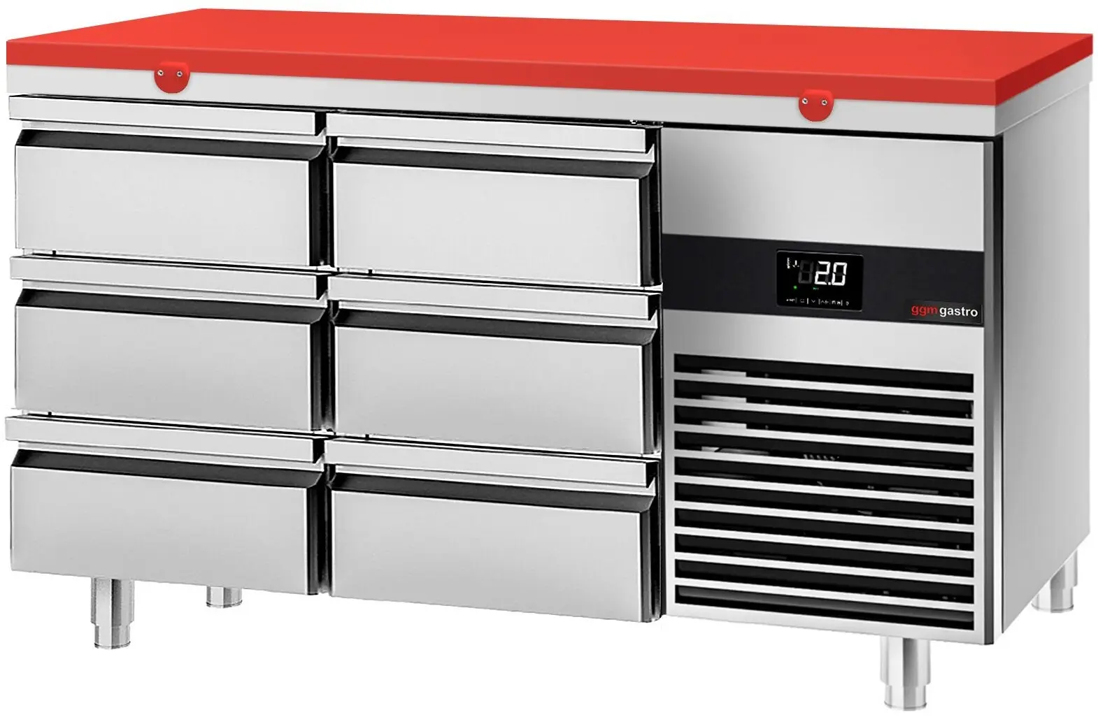 Masa frigorifica GGM Gastro KTF147ND-EF#6S#SBR (Inox/Red)