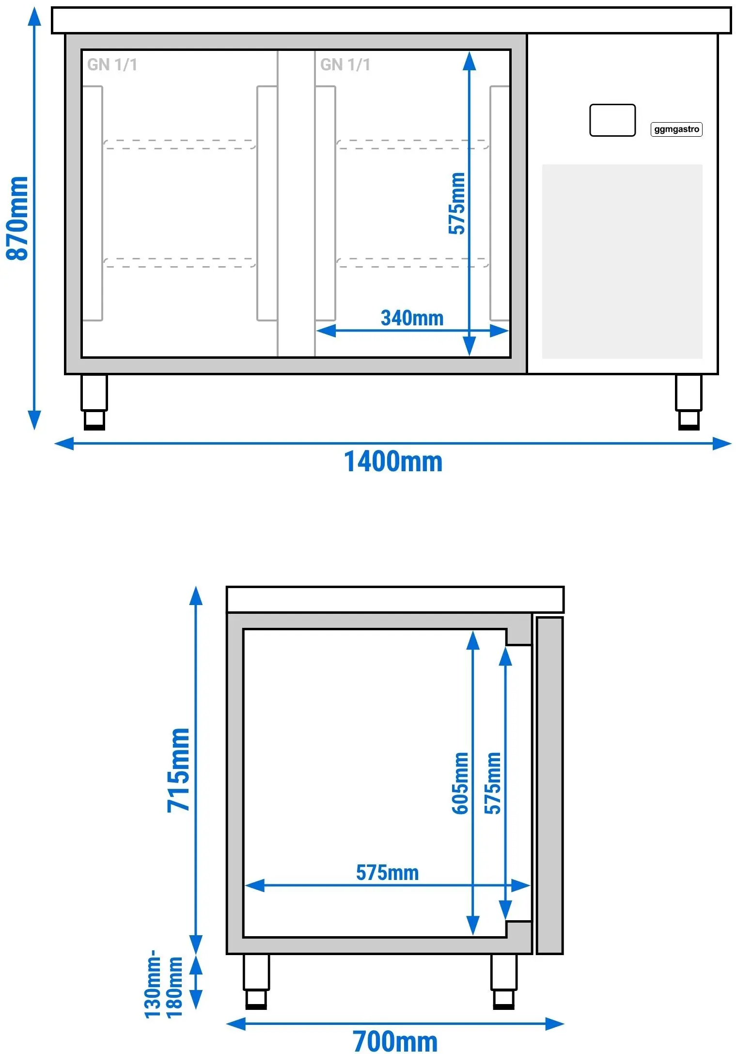 Masa frigorifica GGM Gastro KTF147ND2T-EF (Inox) - 8