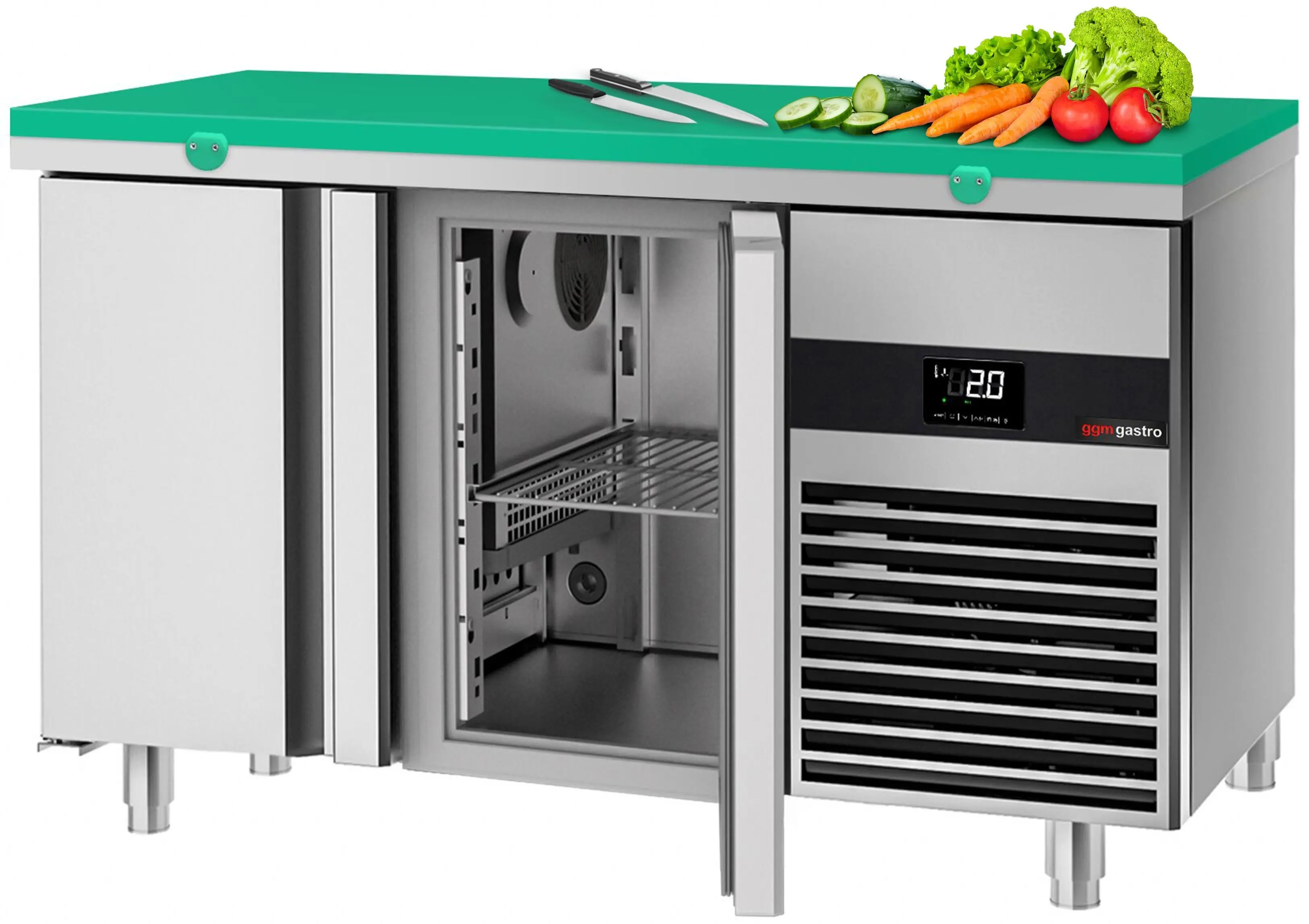 Masa frigorifica GGM Gastro KTF147ND2T-EF#SBG (Inox/Green) - 2