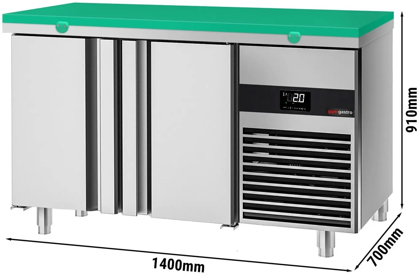 Masa frigorifica GGM Gastro KTF147ND2T-EF#SBG (Inox/Green) - 7