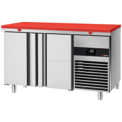 Masa frigorifica GGM Gastro KTF147ND2T-EF#SBR (Inox/Red)