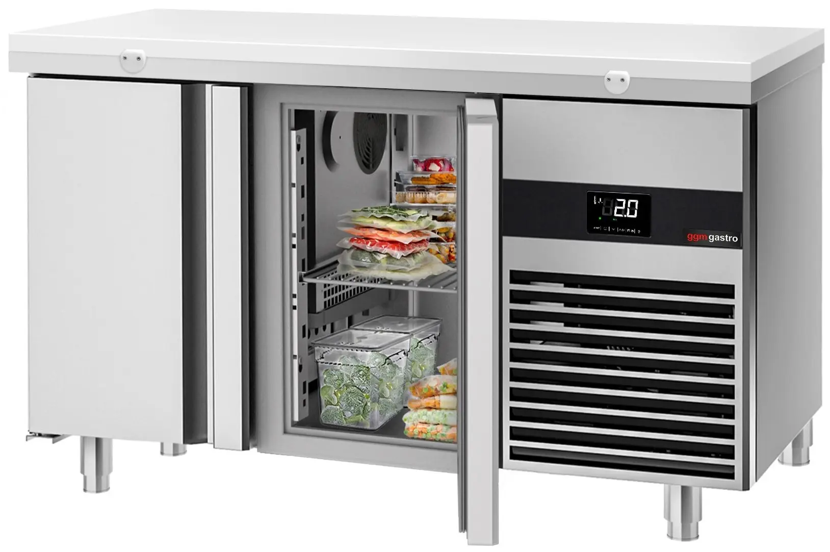 Masa frigorifica GGM Gastro KTF147ND2T-EF#SBW (Inox/White) - 2
