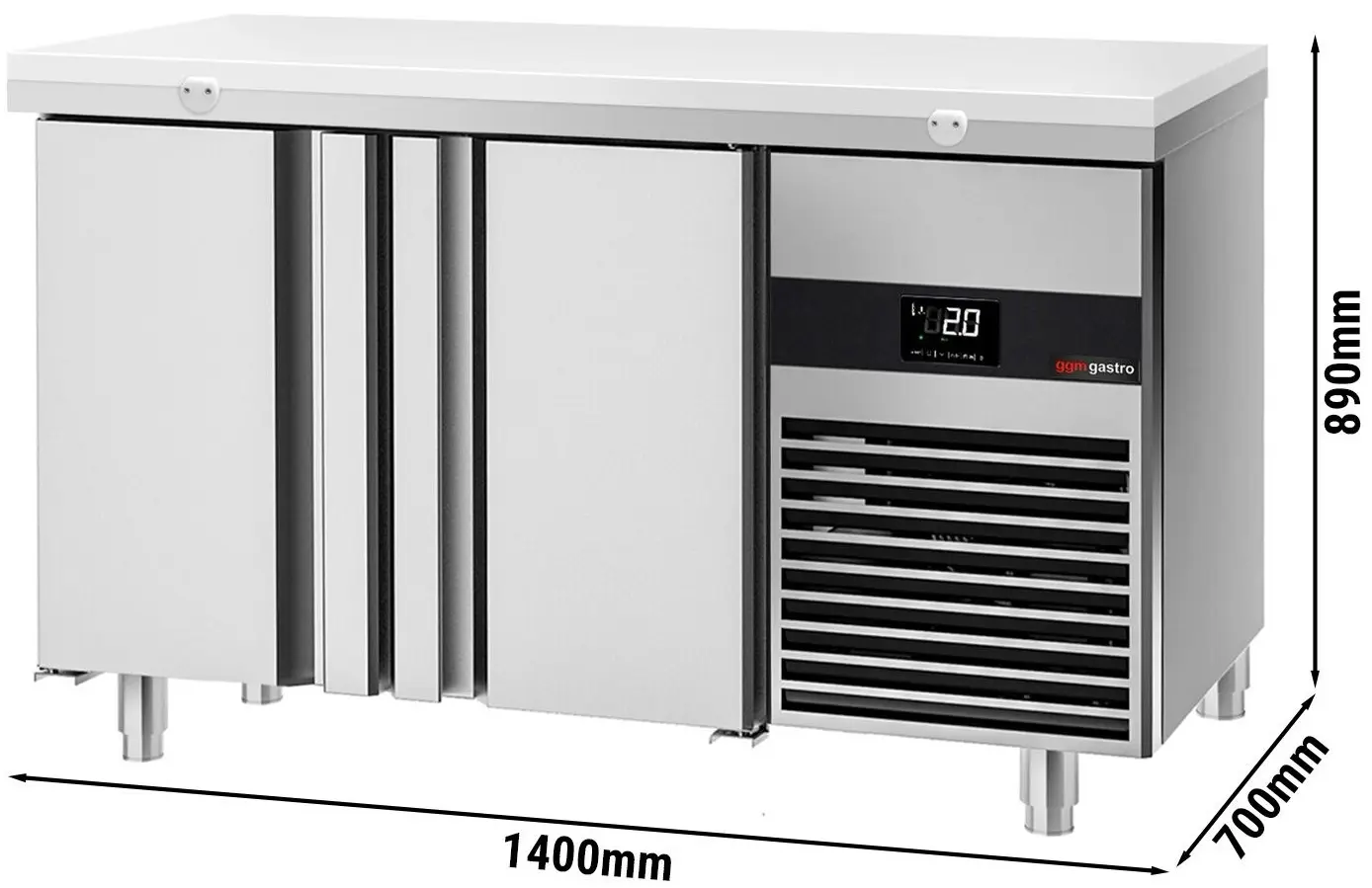 Masa frigorifica GGM Gastro KTF147ND2T-EF#SBW (Inox/White) - 7