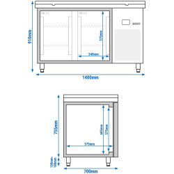 Masa frigorifica GGM Gastro KTF147ND2T-EF#SBW (Inox/White) Thumb