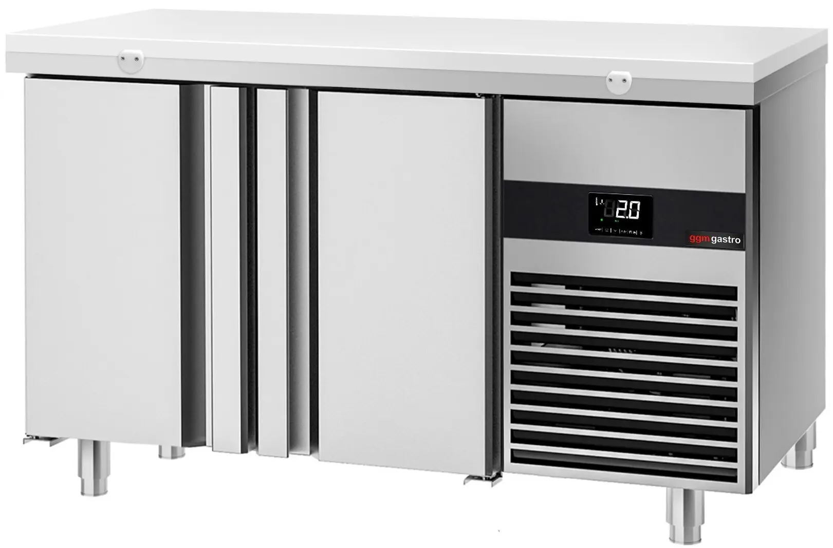 Masa frigorifica GGM Gastro KTF147ND2T-EF#SBW (Inox/White)