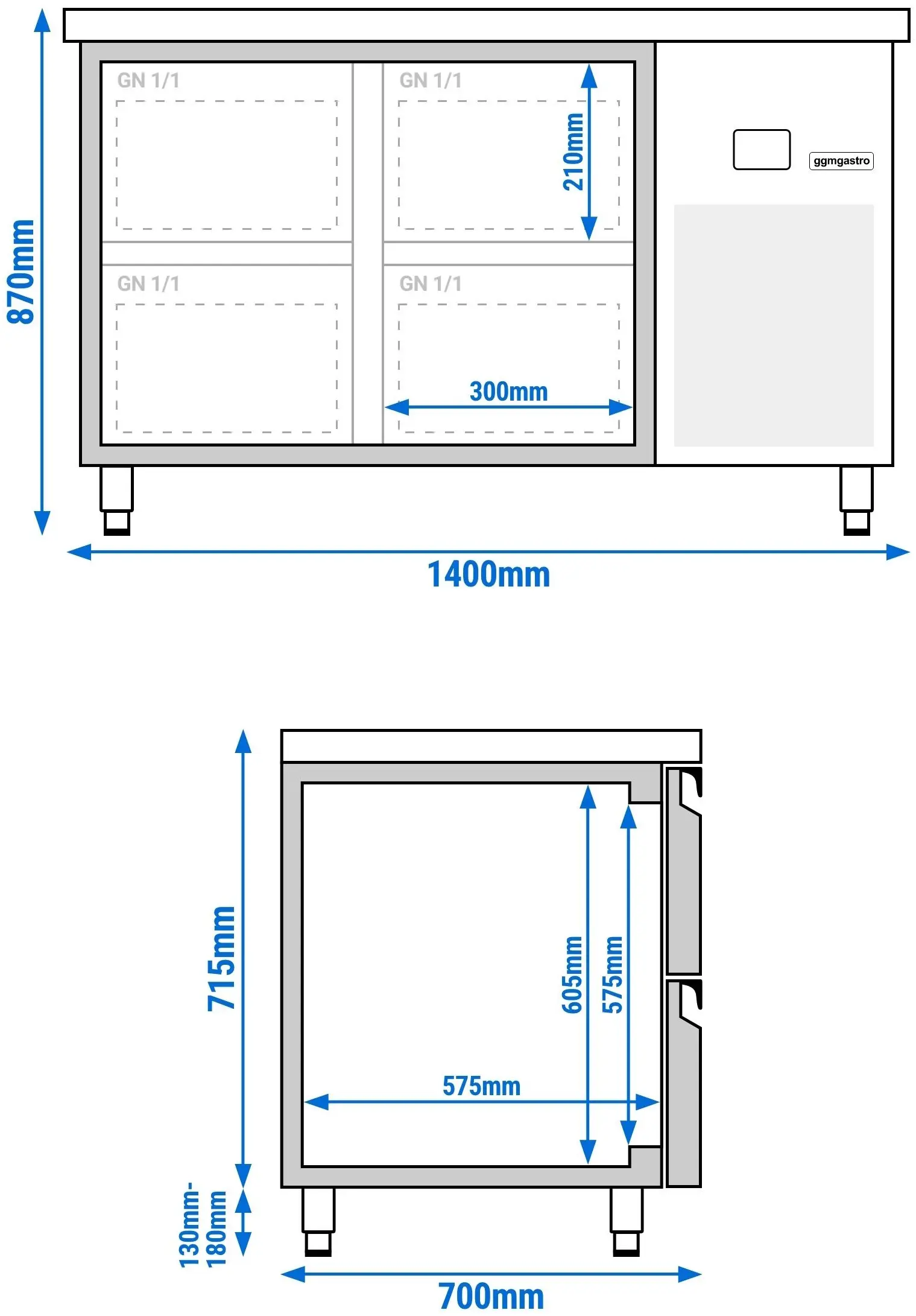 Холодильный стол GGM Gastro KTF147ND4S-EF (Inox) - 10