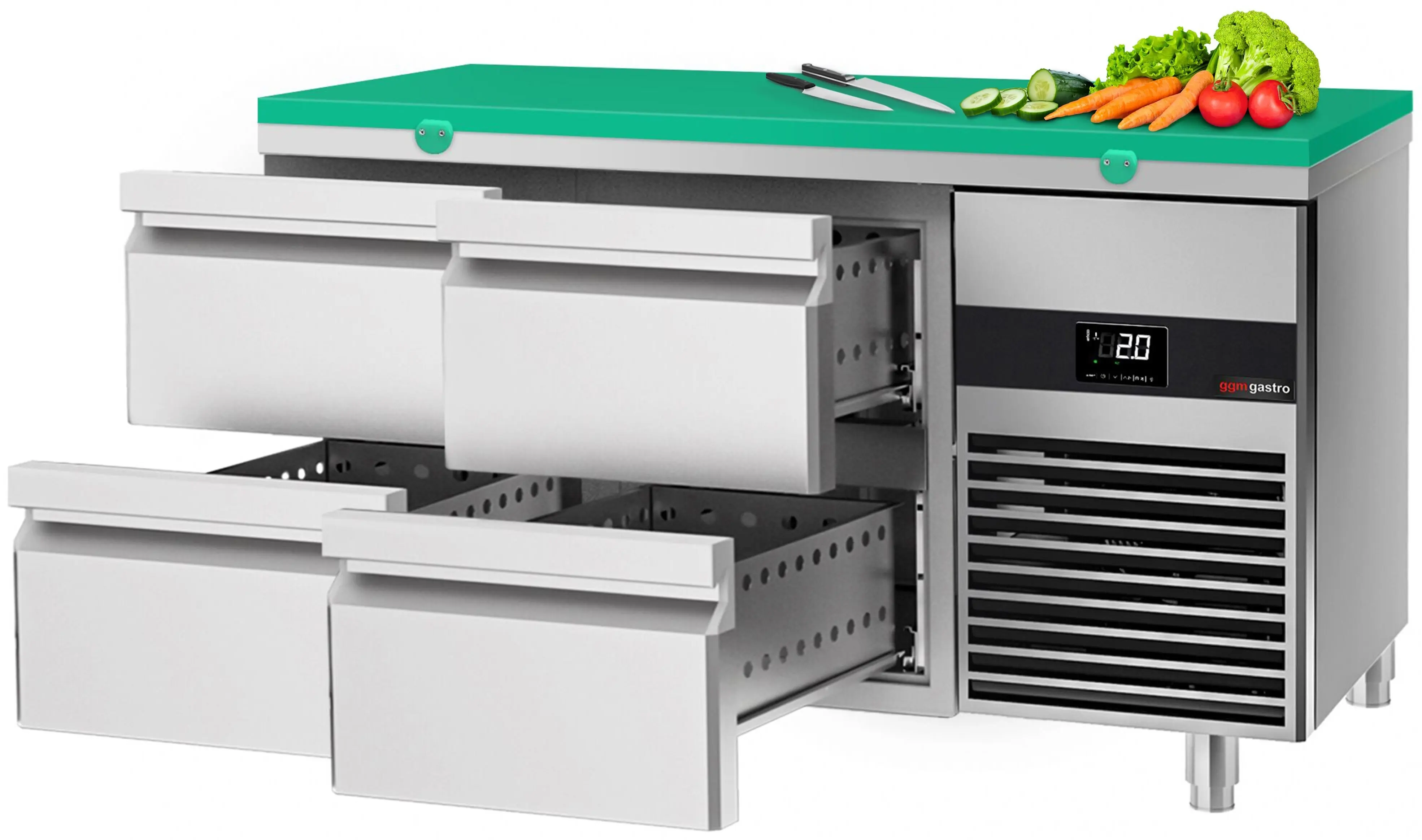 Masa frigorifica GGM Gastro KTF147ND4S-EF#SBG (Inox/Green) - 2