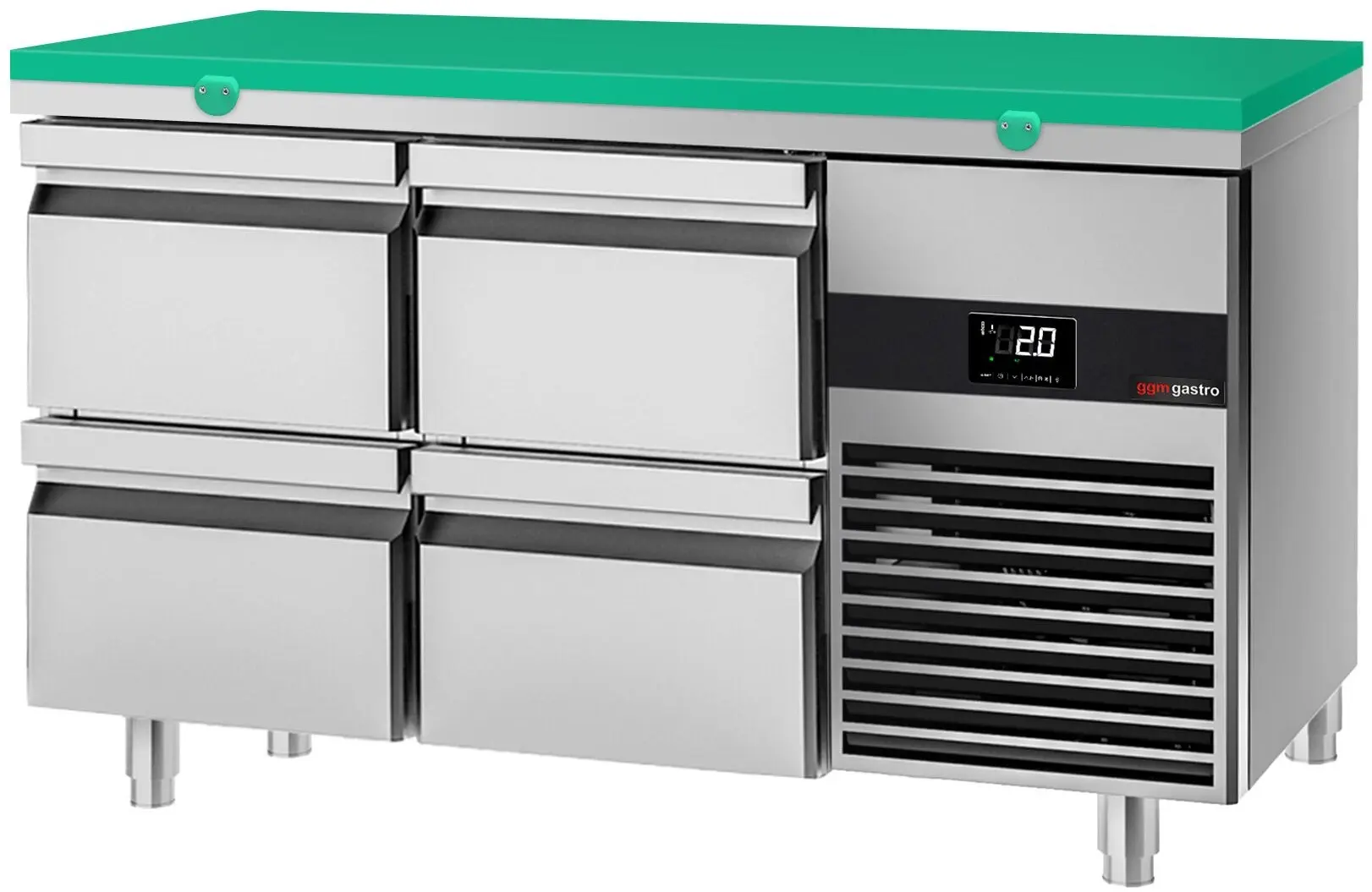 Masa frigorifica GGM Gastro KTF147ND4S-EF#SBG (Inox/Green)