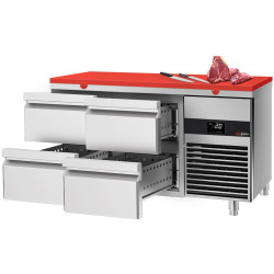 Masa frigorifica GGM Gastro KTF147ND4S-EF#SBG (Inox/Red) Thumb