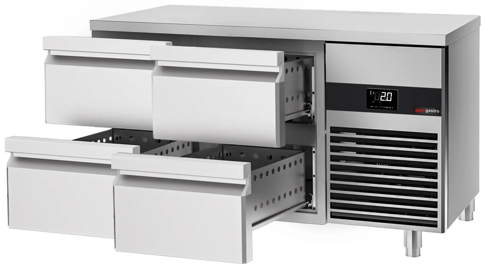 Masa frigorifica GGM Gastro KTF147ND4S-EF#SBG (Inox/Red) - 3