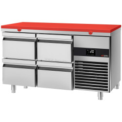 Masa frigorifica GGM Gastro KTF147ND4S-EF#SBG (Inox/Red)