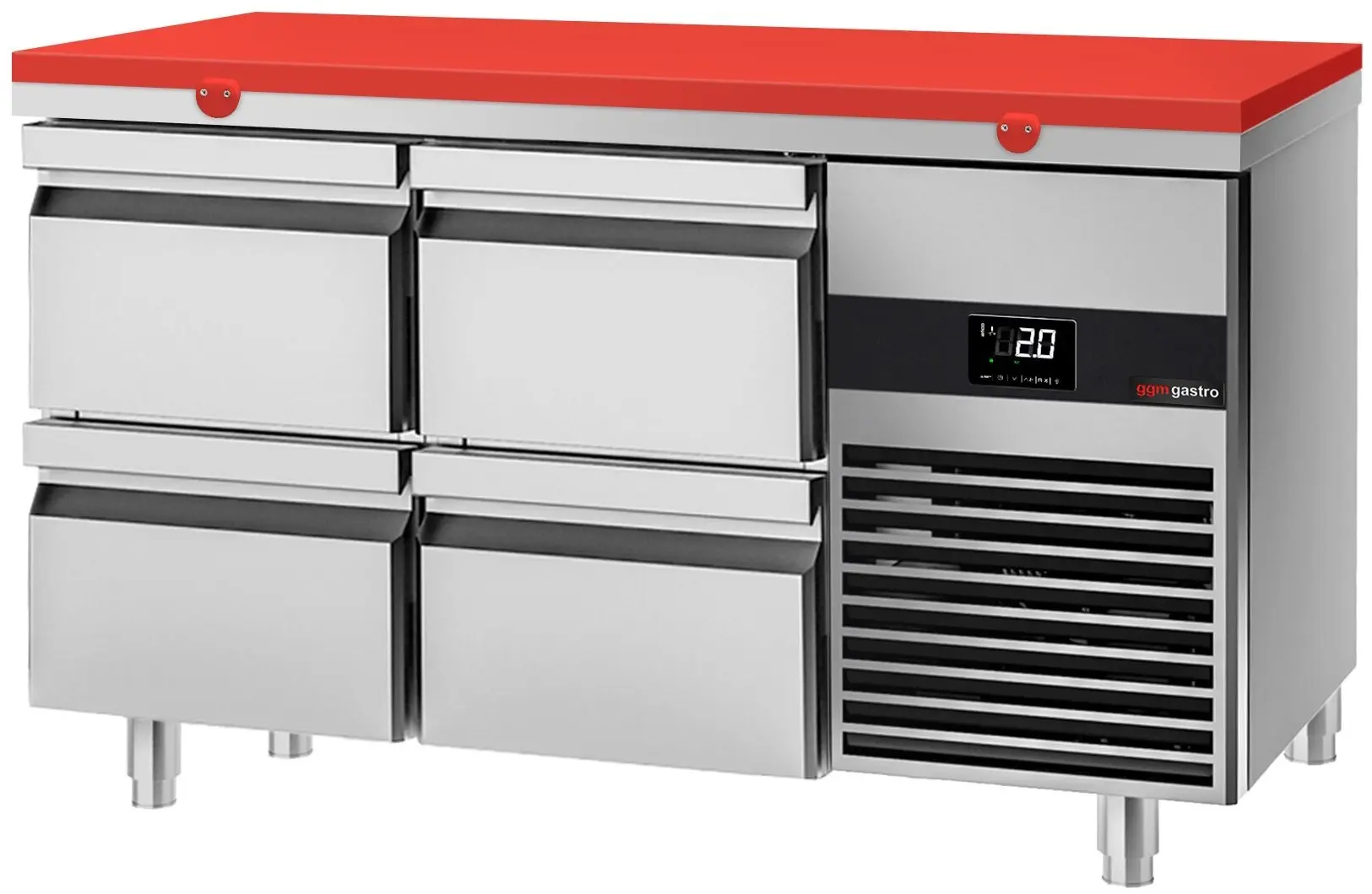 Masa frigorifica GGM Gastro KTF147ND4S-EF#SBG (Inox/Red)