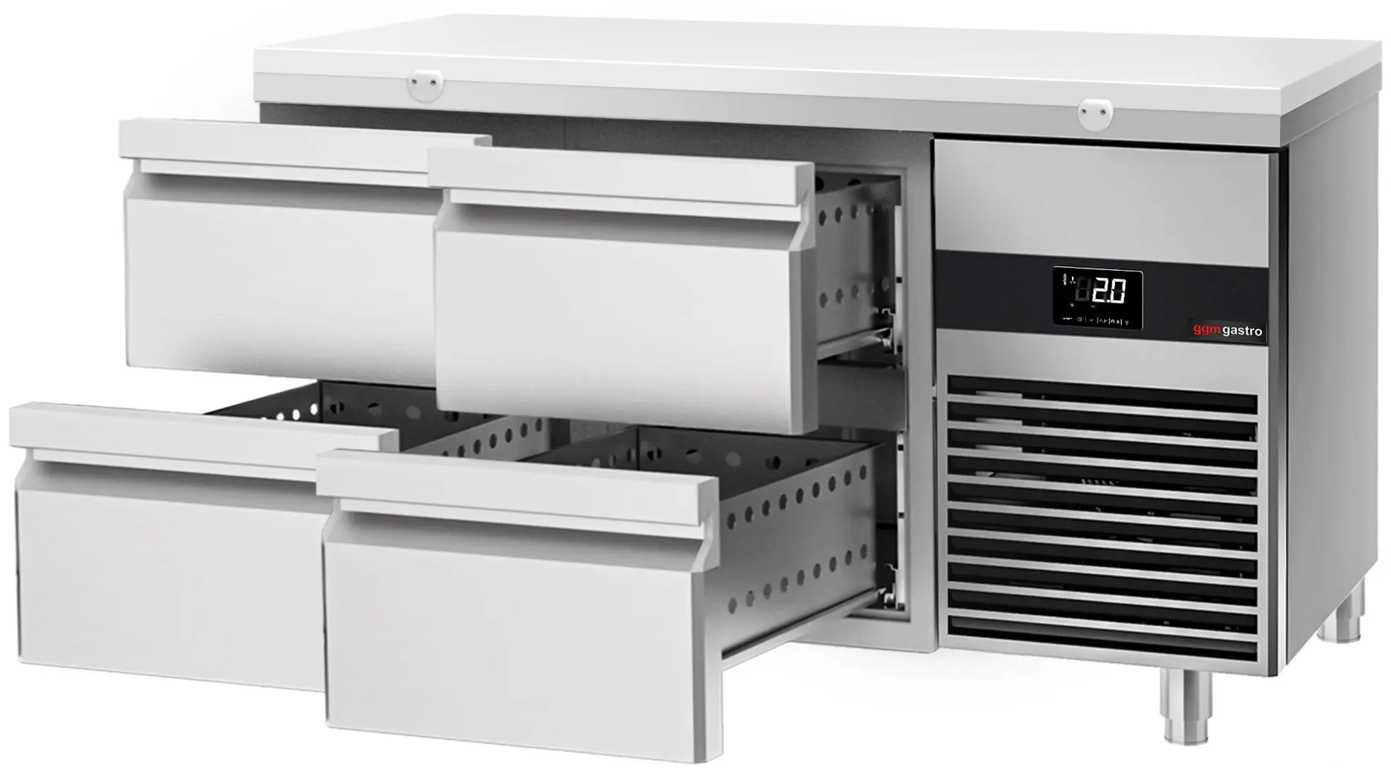 Холодильный стол GGM Gastro KTF147ND4S-EF#SBW (Inox/White) - 2