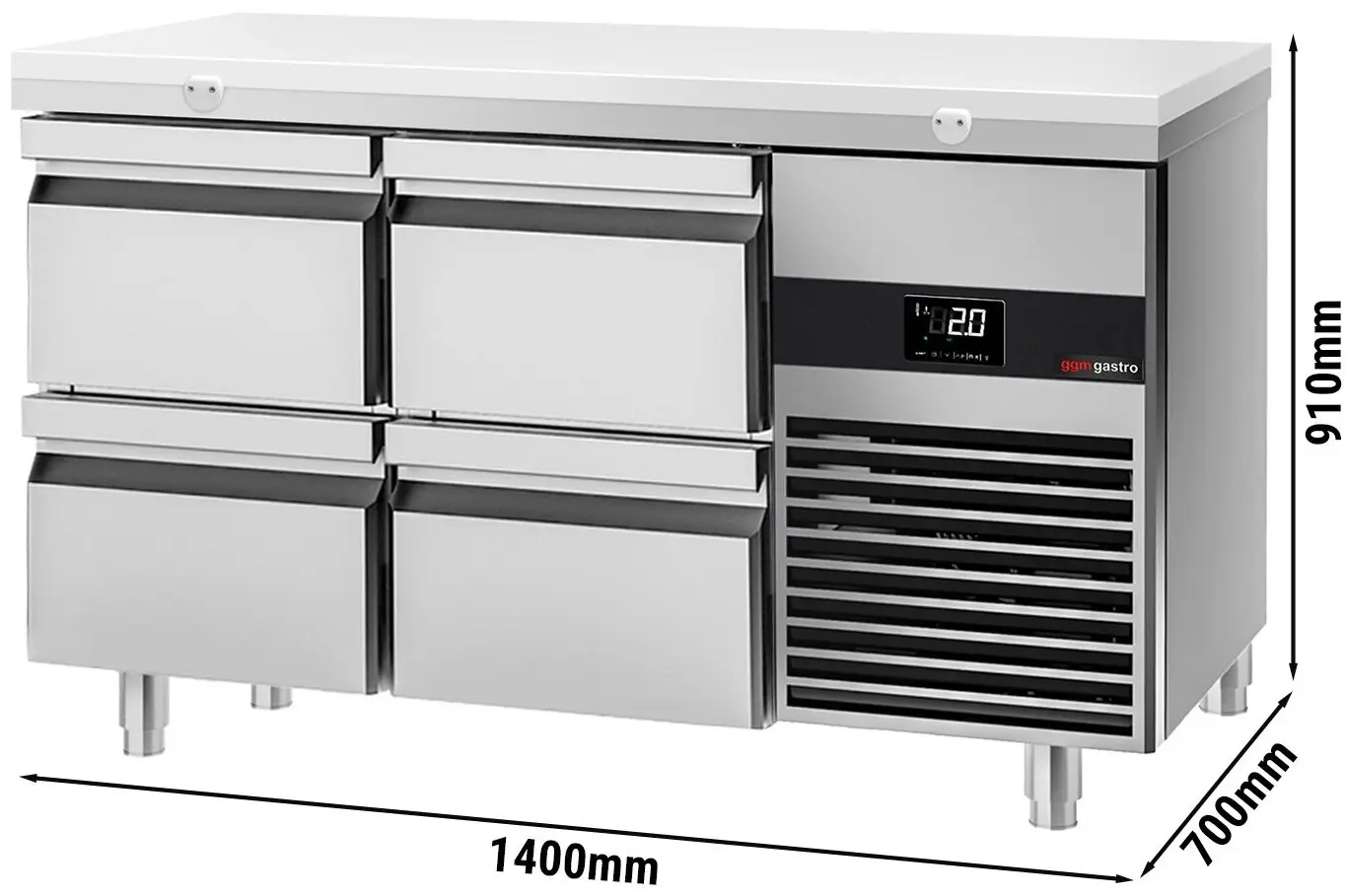 Холодильный стол GGM Gastro KTF147ND4S-EF#SBW (Inox/White) - 9