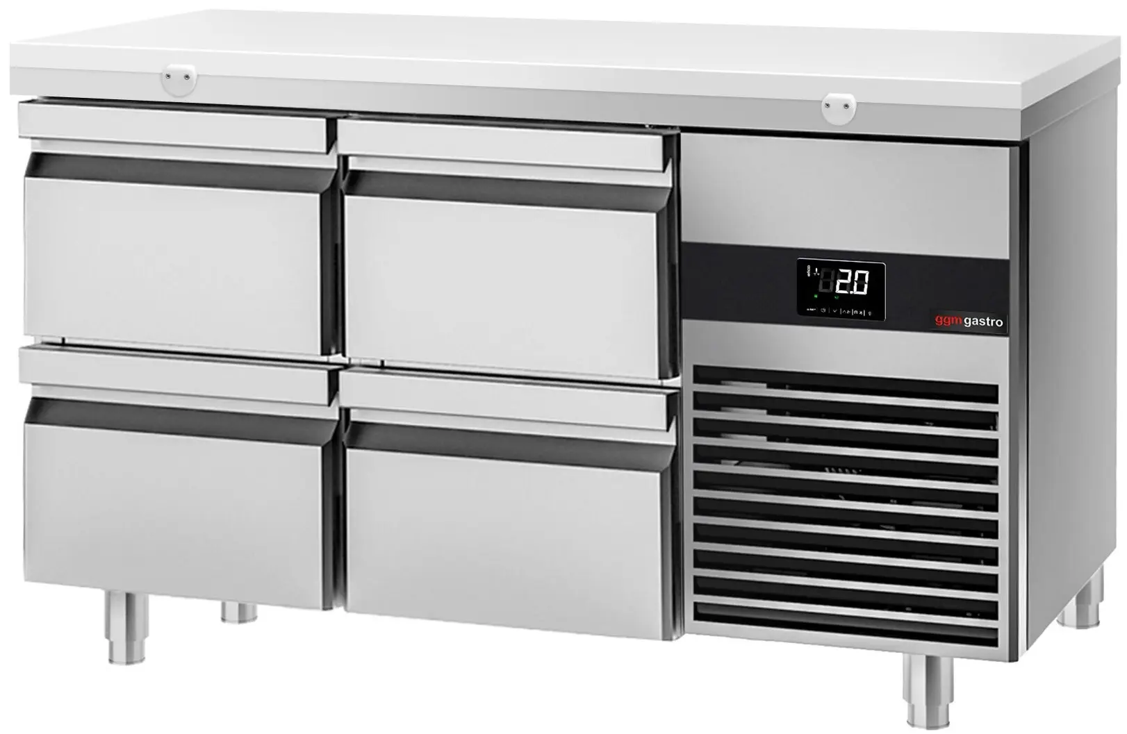 Холодильный стол GGM Gastro KTF147ND4S-EF#SBW (Inox/White)