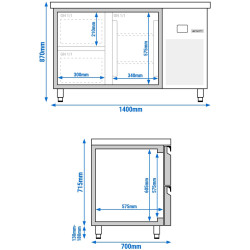Masa frigorifica GGM Gastro KTF147NDT2S-EF (Inox) Thumb
