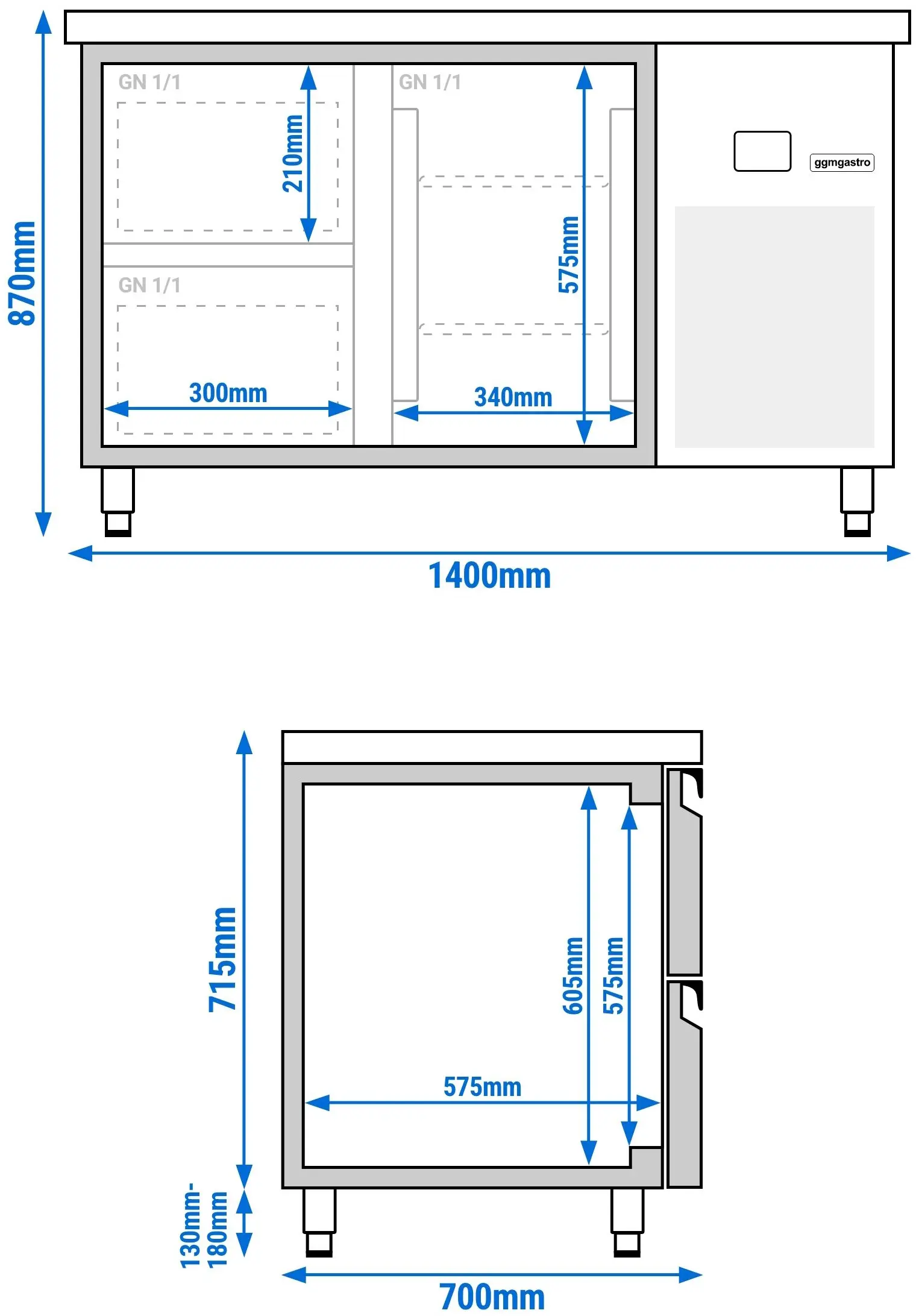 Masa frigorifica GGM Gastro KTF147NDT2S-EF (Inox) - 10