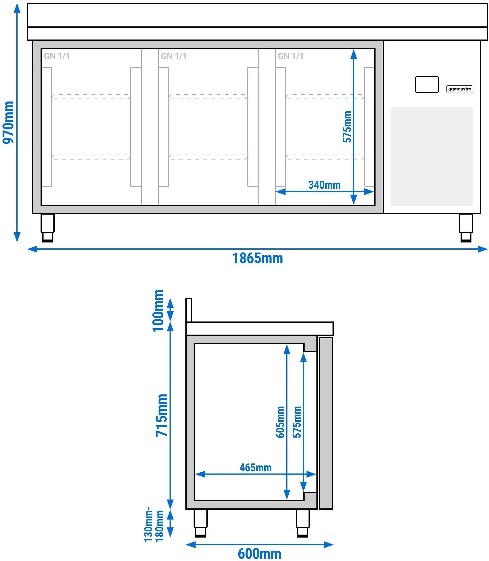 Masa frigorifica GGM Gastro KTF186-EF (Inox) - 7