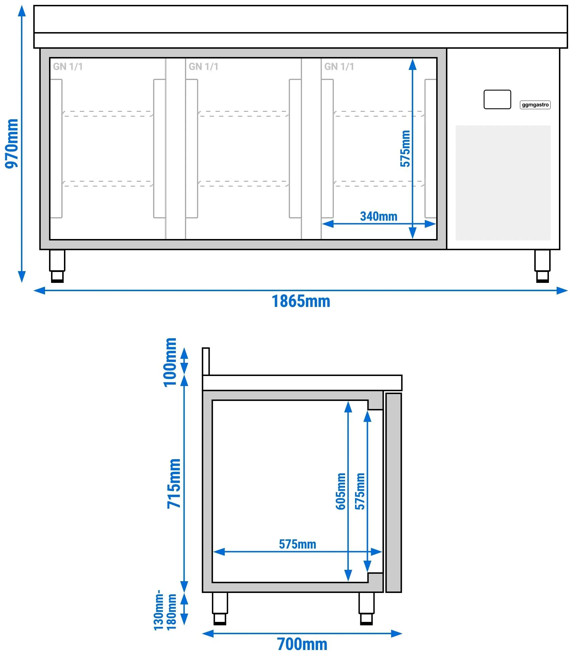 Masa frigorifica GGM Gastro KTF187AND-EF#3G (Inox) - 9