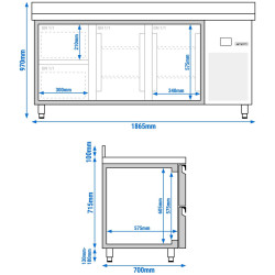 Холодильный стол GGM Gastro KTF187AND2T2S-EF (Inox) Thumb