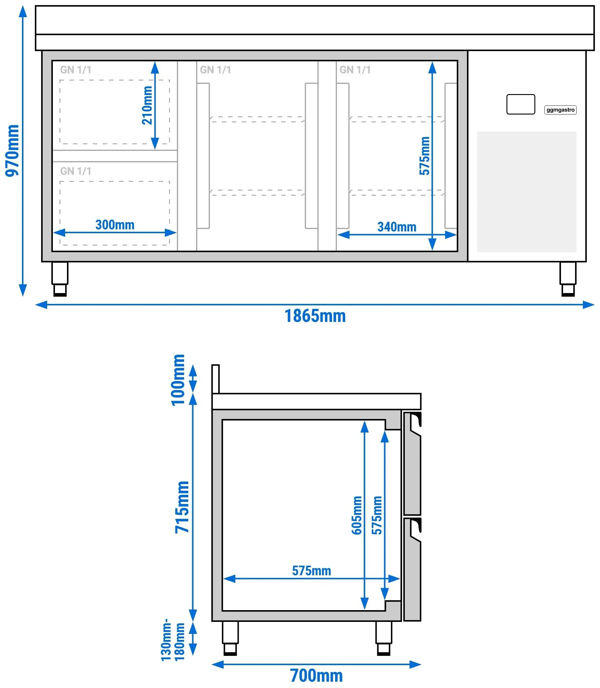 Холодильный стол GGM Gastro KTF187AND2T2S-EF (Inox) - 10